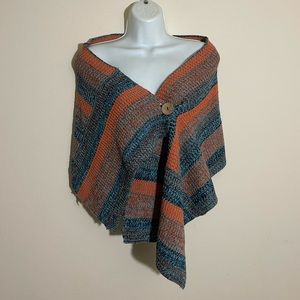 MissLook Orange Blue Knit Wrap Scarf Shawl